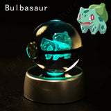 Pokemon 3D Crystal Ball Pikachu Gengar Mew Mewtwo Figurines Lamp Base Pokeball 3D Pokemon Glass Ball Statue Kids Birthday Gift