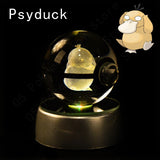 Pokemon 3D Crystal Ball Pikachu Gengar Mew Mewtwo Figurines Lamp Base Pokeball 3D Pokemon Glass Ball Statue Kids Birthday Gift