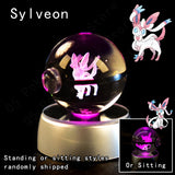 Pokemon 3D Crystal Ball Pikachu Gengar Mew Mewtwo Figurines Lamp Base Pokeball 3D Pokemon Glass Ball Statue Kids Birthday Gift